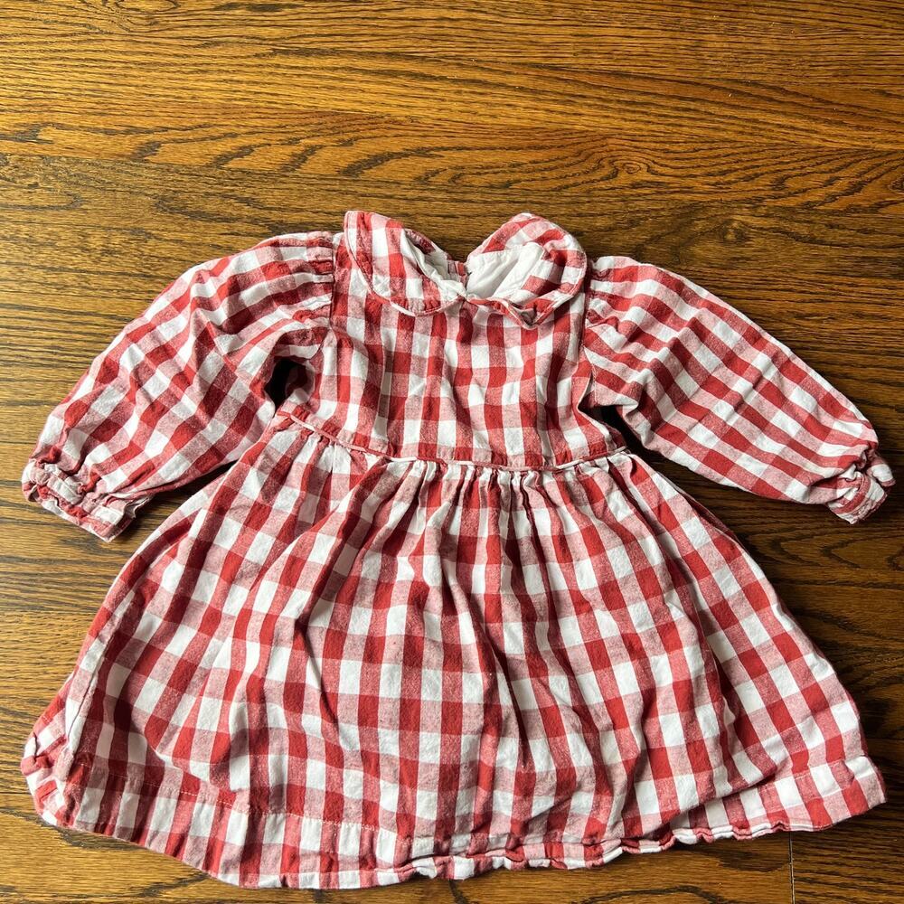 The Oaks Apparel Company Collared Pumpkin Orange Gingham Plaid Lined Dress 4T - Picture 1 of 5